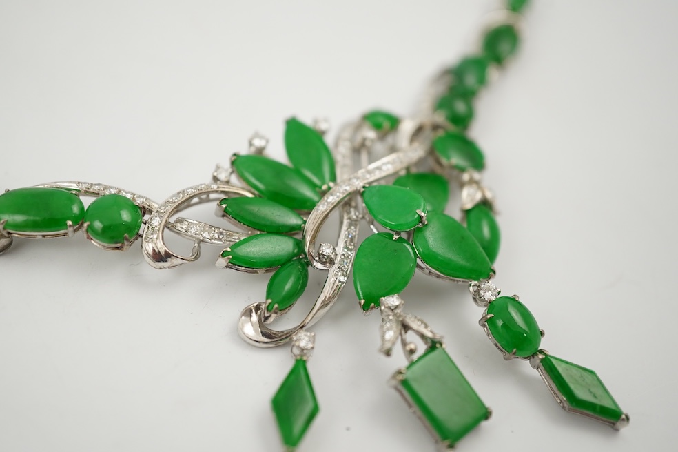 A jadeite and diamond demi-parure, 1960s